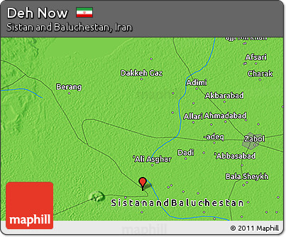 Political 3D Map of Deh Now