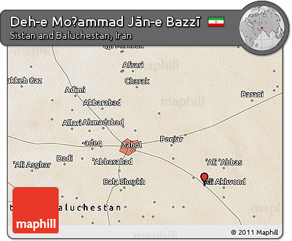 Satellite 3D Map of Deh-e Moḩammad Jān-e Bazzī