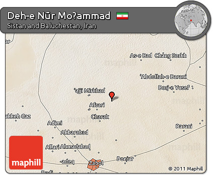 Satellite 3D Map of Deh-e Nūr Moḩammad