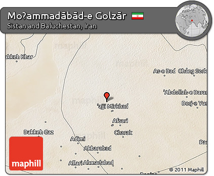 Satellite 3D Map of Moḩammadābād-e Golzār
