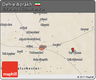 Satellite 3D Map of Deh-e Azrākh