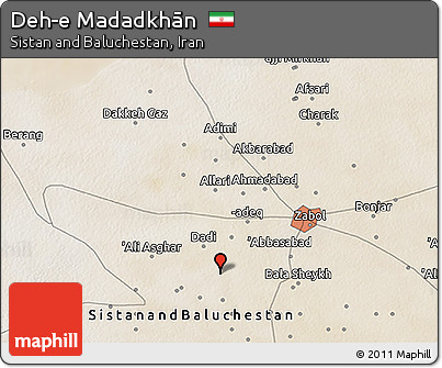 Satellite 3D Map of Deh-e Madadkhān
