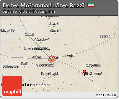 Satellite 3D Map of Deh-e Moḩammad Jān-e Bazzī