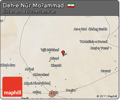 Satellite 3D Map of Deh-e Nūr Moḩammad