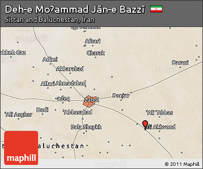 Satellite 3D Map of Deh-e Moḩammad Jān-e Bazzī