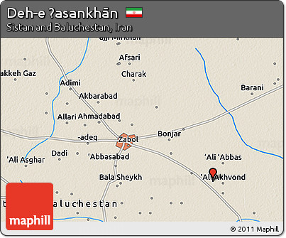 Shaded Relief 3D Map of Deh-e Ḩasankhān