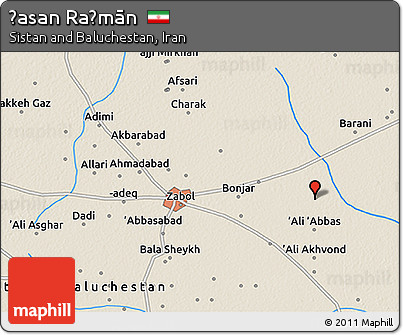 Shaded Relief 3D Map of Ḩasan Raḩmān