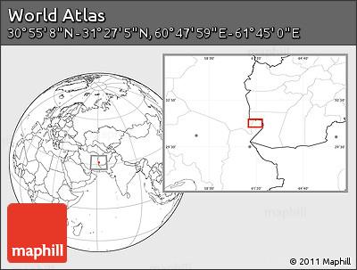 Blank Location Map of the Area around 31° 11' 6" N, 61° 16' 29" E