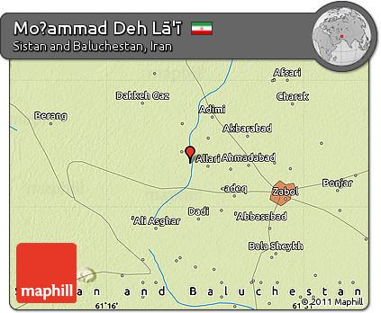 Physical Map of Moḩammad Deh Lā'ī