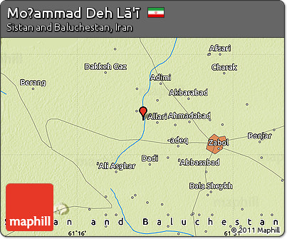 Physical Map of Moḩammad Deh Lā'ī