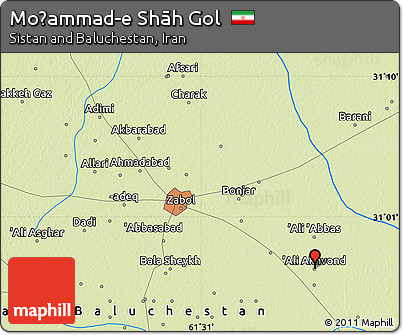 Physical Map of Moḩammad-e Shāh Gol