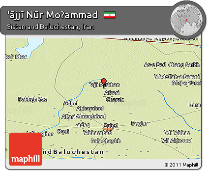 Physical Panoramic Map of 'ājjī Nūr Moḩammad
