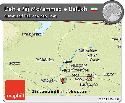 Physical Panoramic Map of Deh-e Ḩāj Moḩammad-e Balūch