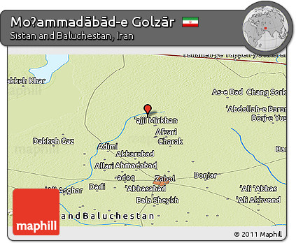 Physical Panoramic Map of Moḩammadābād-e Golzār