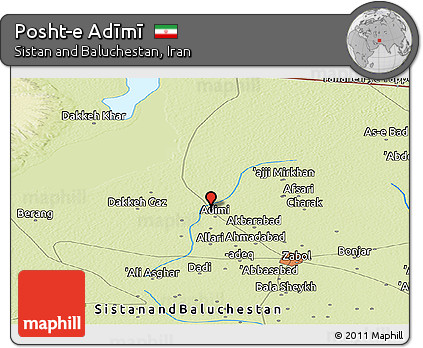 Physical Panoramic Map of Posht-e Adīmī