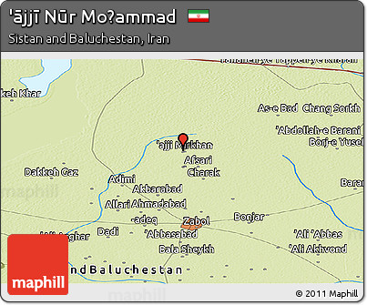 Physical Panoramic Map of 'ājjī Nūr Moḩammad