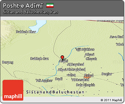 Physical Panoramic Map of Posht-e Adīmī