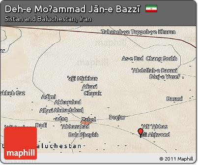 Satellite Panoramic Map of Deh-e Moḩammad Jān-e Bazzī