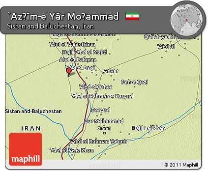 Physical 3D Map of `Az̧īm-e Yār Moḩammad