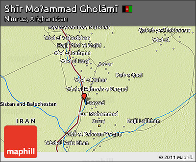 Physical 3D Map of Shīr Moḩammad Gholāmī