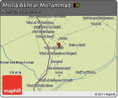 Physical 3D Map of Mollā Akhtar Moḩammad