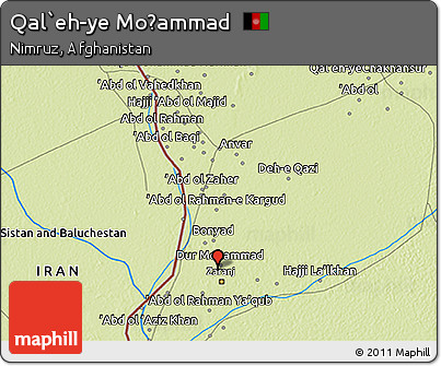 Physical 3D Map of Qal`eh-ye Moḩammad