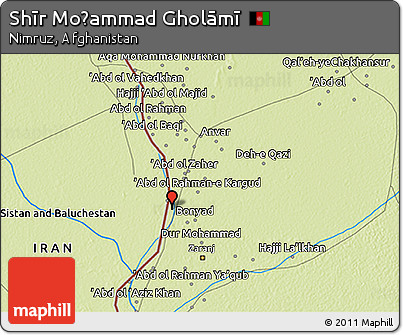 Physical 3D Map of Shīr Moḩammad Gholāmī