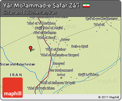 Physical 3D Map of Yār Moḩammad-e Şafar Zā'ī