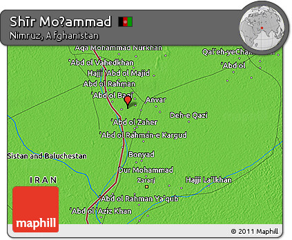 Political 3D Map of Shīr Moḩammad
