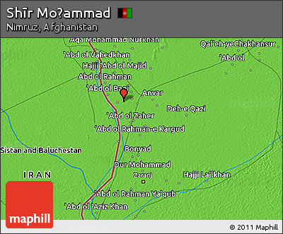 Political 3D Map of Shīr Moḩammad