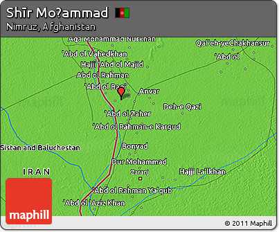 Political 3D Map of Shīr Moḩammad