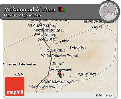 Satellite 3D Map of Moḩammad A`z̧am