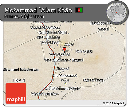 Satellite 3D Map of Moḩammad `Alam Khān