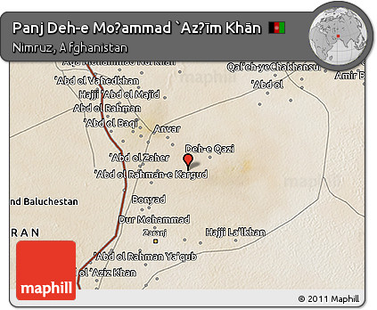 Satellite 3D Map of Panj Deh-e Moḩammad `Az̧īm Khān
