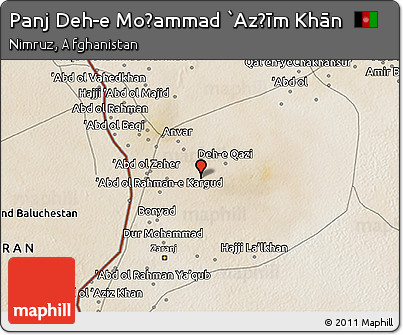 Satellite 3D Map of Panj Deh-e Moḩammad `Az̧īm Khān