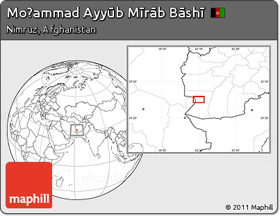 Blank Location Map of Moḩammad Ayyūb Mīrāb Bāshī