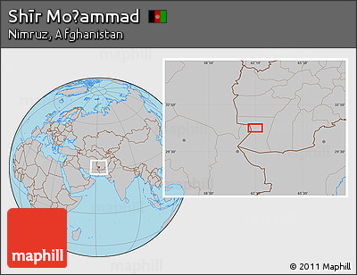 Gray Location Map of Shīr Moḩammad