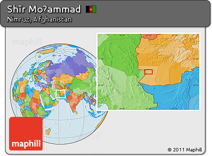 Political Location Map of Shīr Moḩammad