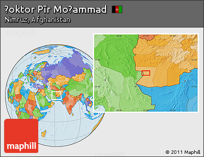 Political Location Map of Ḏoktor Pīr Moḩammad