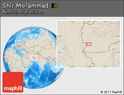 Shaded Relief Location Map of Shīr Moḩammad