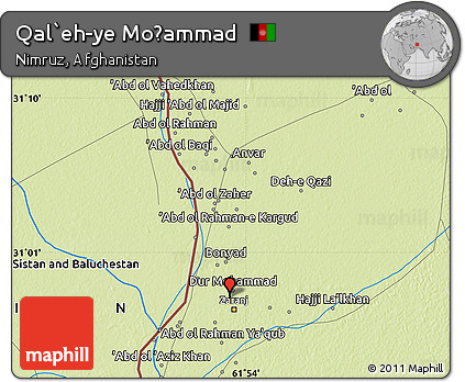 Physical Map of Qal`eh-ye Moḩammad
