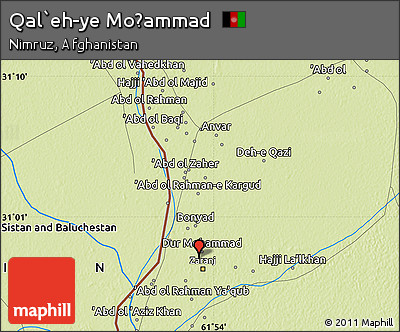 Physical Map of Qal`eh-ye Moḩammad