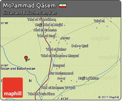 Physical Map of Moḩammad Qāsem