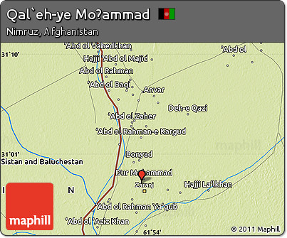 Physical Map of Qal`eh-ye Moḩammad