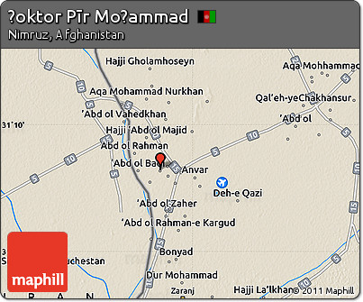 Shaded Relief Map of Ḏoktor Pīr Moḩammad
