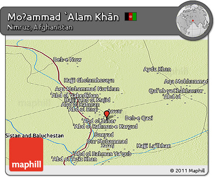 Physical Panoramic Map of Moḩammad `Alam Khān