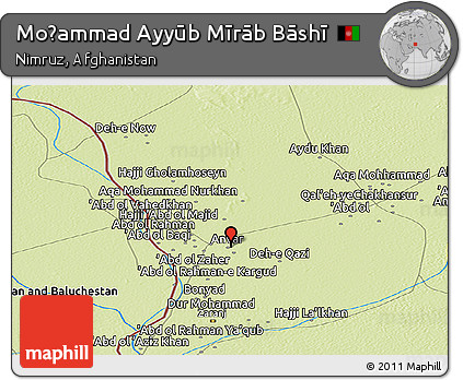 Physical Panoramic Map of Moḩammad Ayyūb Mīrāb Bāshī
