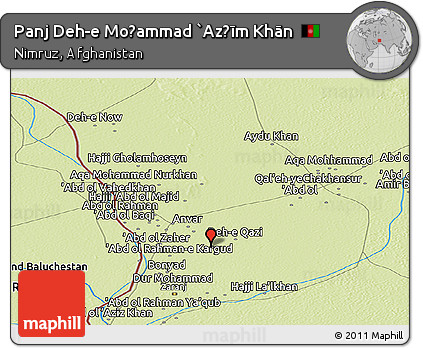 Physical Panoramic Map of Panj Deh-e Moḩammad `Az̧īm Khān
