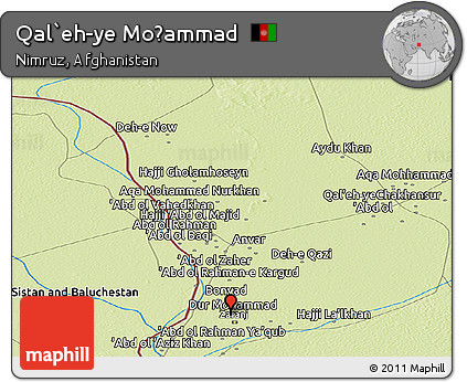 Physical Panoramic Map of Qal`eh-ye Moḩammad