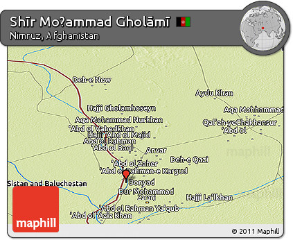 Physical Panoramic Map of Shīr Moḩammad Gholāmī